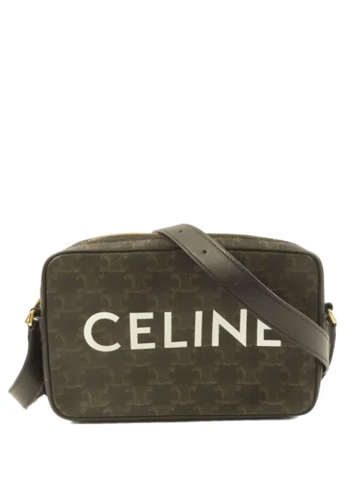 Pre-owned Celine Triomphe Logo-print Messenger Bag In Brown
