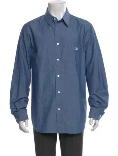 Pre-owned Celine Triomphe Long Sleeve Shirt In Blue