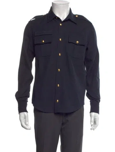 Pre-owned Celine Triomphe Long Sleeve Western Shirt In Blue