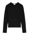 Celine Triomphe Long-sleeved T-shirt In Ribbed Cotton Jersey In Black