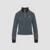 Celine Blue And Green Triomphe Ls Cotton Polo In Multi