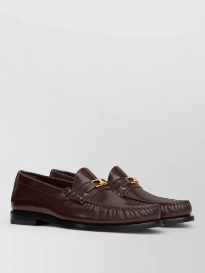 Celine Triomphe Luco Moccasin Loafer Gold Hardware In Burgundy