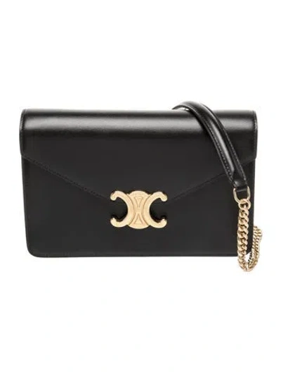 Pre-owned Celine Triomphe Margo Wallet On Chain 2023 In Black