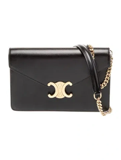 Pre-owned Celine Triomphe Margo Wallet On Chain 2023 In Black