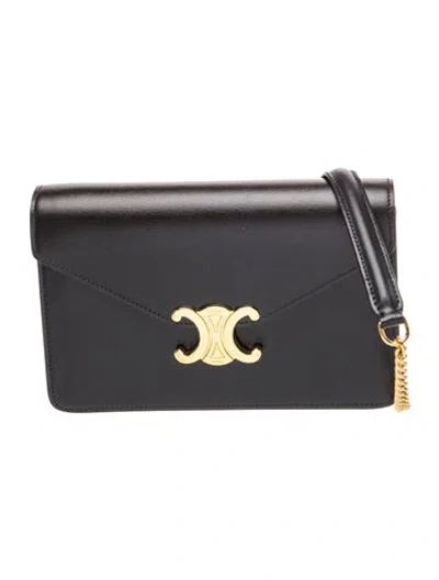 Pre-owned Celine Triomphe Margo Wallet On Chain 2023 In Black