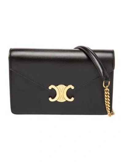 Pre-owned Celine Triomphe Margo Wallet On Chain 2023 In Black