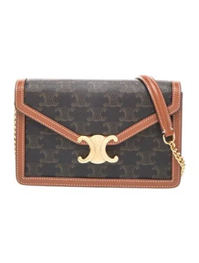 Pre-owned Celine Triomphe Margo Wallet On Chain 2023 In Black