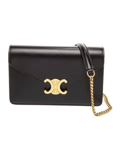 Pre-owned Celine Triomphe Margo Wallet On Chain 2023 In Black