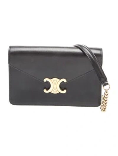 Pre-owned Celine Triomphe Margo Wallet On Chain 2023 In Black