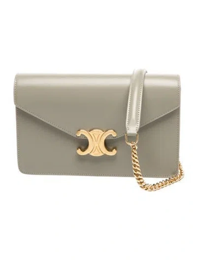 Pre-owned Celine Triomphe Margo Wallet On Chain 2023 In Green
