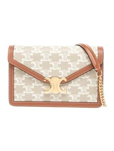 Pre-owned Celine Triomphe Margo Wallet On Chain 2023 In Neutral