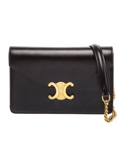 Pre-owned Celine Triomphe Margo Wallet On Chain In Black