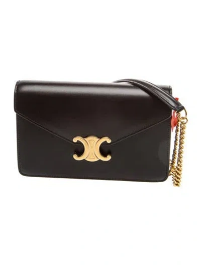 Pre-owned Celine Triomphe Margo Wallet On Chain In Black