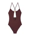 Celine Cut Out One Piece Swimsuit With Braided Detail In Red