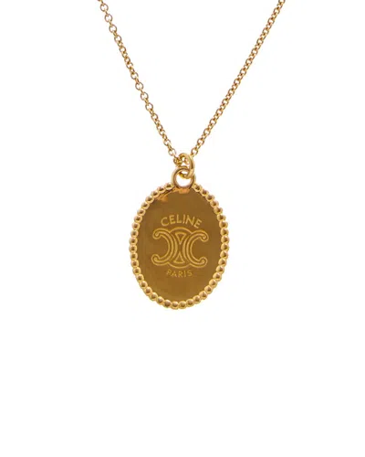 Celine Triomphe Medal Necklace In Gold
