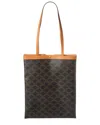 Celine Triomphe Medium Canvas & Leather Tote In Brown