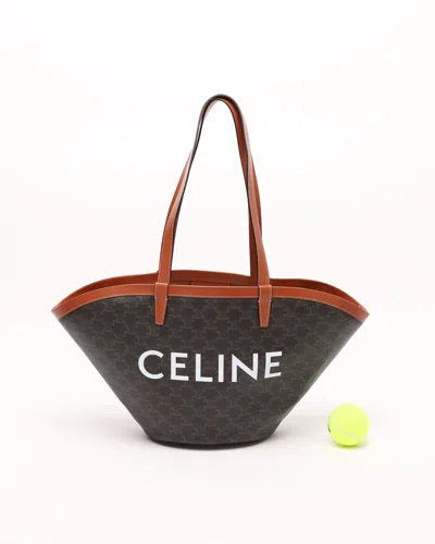 Pre-owned Celine Céline Triomphe Medium Couffin Tote Bag In Brown
