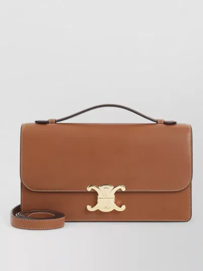 Celine Triomphe Medium Folio Crossbody Bag In Brown
