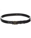 Celine Triomphe Medium Leather Belt In Black