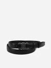 Celine Triomphe Medium Leather Taurillon Belt In Black
