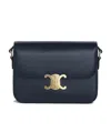 Celine Triomphe Medium Liangze Cattle Leather Handbag In Blue