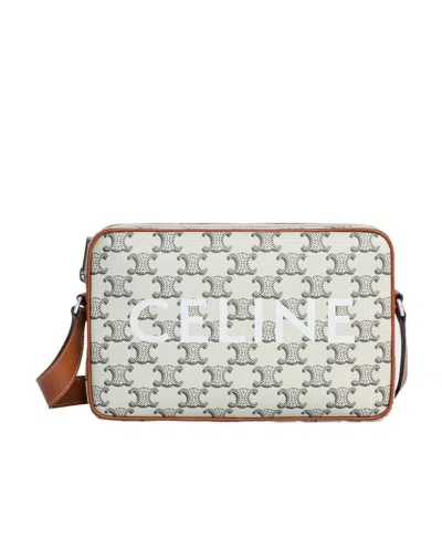 Celine Triomphe Medium Satchel Bag In White