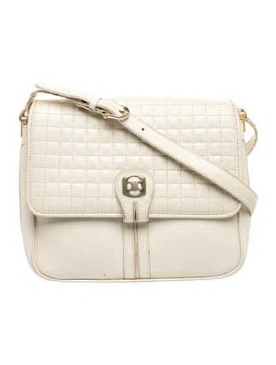 Pre-owned Celine Triomphe Messenger Bag Vintage In Neutral