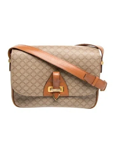 Pre-owned Celine Triomphe Messenger Bag Vintage In Neutrals