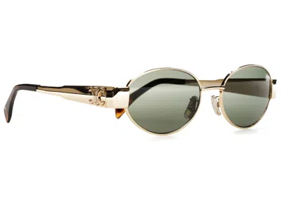 Pre-owned Celine Triomphe Metal 01 Sunglasses In Gold/green (4s235cmlb.35sg/cl40235u)