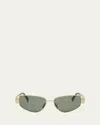 Celine Triomphe 55mm Cat Eye Sunglasses In Shiny Endura Gold Green