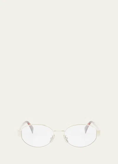 Celine Triomphe Metal Oval Glasses In Shiny Endura Gold