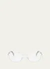 Celine Triomphe Metal Oval Glasses In Shiny Palladium