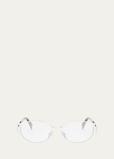 Celine Triomphe Metal Oval Glasses In Gray