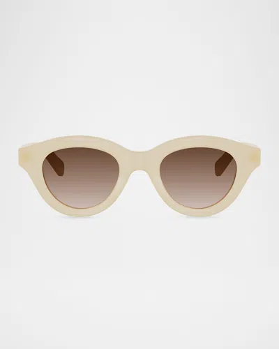 Celine Triomphe Mini 62mm Round Sunglasses In White