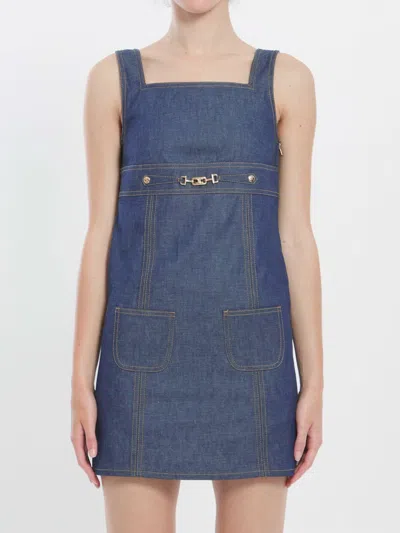 Celine Triomphe Mini Dress In Blue