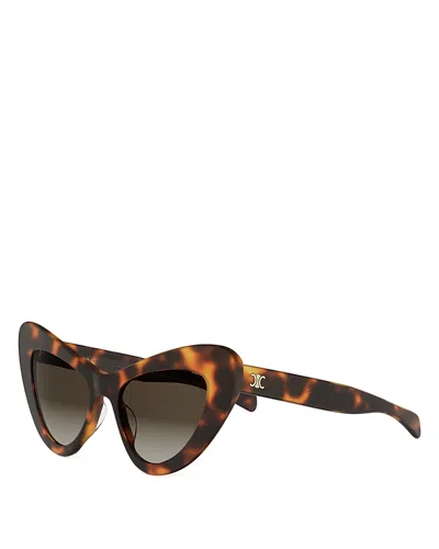 Celine Triomphe Mini Hd Cat Eye Sunglasses, 52mm In Brown