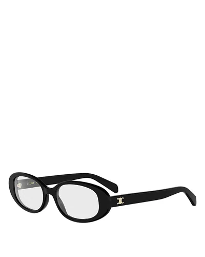 Celine Triomphe Mini Oval Eyeglasses, 54mm In Black