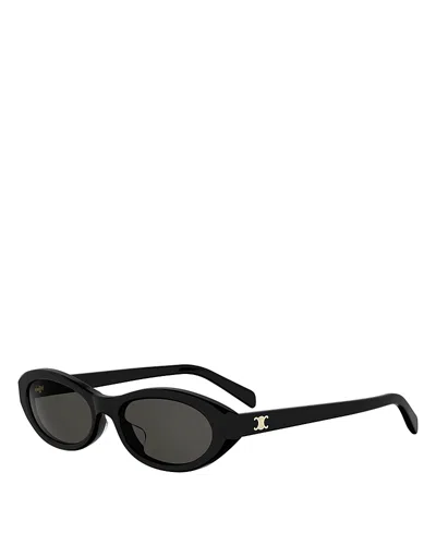 Celine Triomphe Mini Oval Sunglasses, 54mm In Black