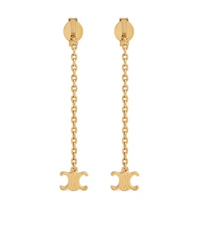 Celine Triomphe Mini Triomphe Earrings In Brass With Gold Finish