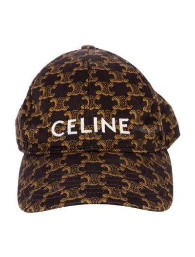 Pre-owned Celine Triomphe Monogram Baseball Cap In Brown