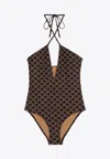 Celine Matte Plain Knitted Letter Combination Swimsuit