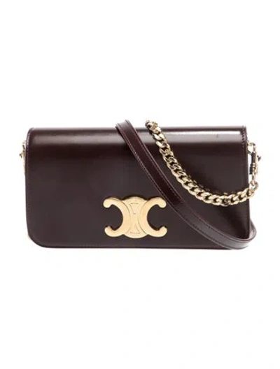 Pre-owned Celine Triomphe Multipochette 2025 In Burgundy