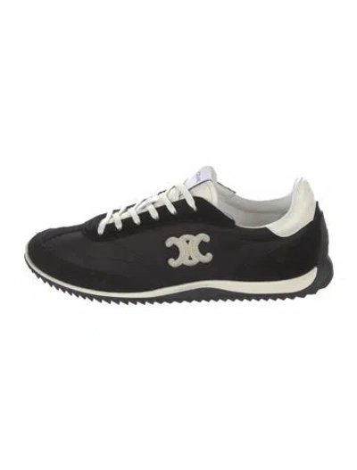 Pre-owned Celine Triomphe Nylon Sneakers In Black