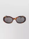 Celine Triomphe Oval Frame Sunglasses With Gold Detailing In Brown