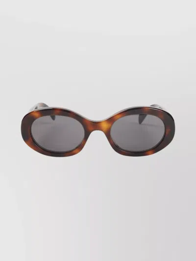 Celine Triomphe Oval Frame Sunglasses With Gold Detailing In Brown