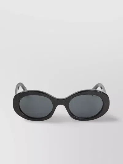 Celine Triomphe Oval Glossy Lenses Sunglasses In Black