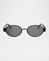 Celine Triomphe Oval Metal Sunglasses In Black