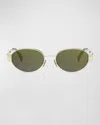 Celine Womens Gold Cl40235u Oval-frame Metal Sunglasses In Shiny Endura