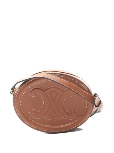 Pre-owned Celine Triomphe Oval Shoulder Bag In Brown