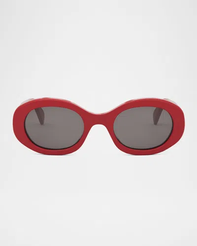 Celine Triomphe Oval Sunglasses In Red